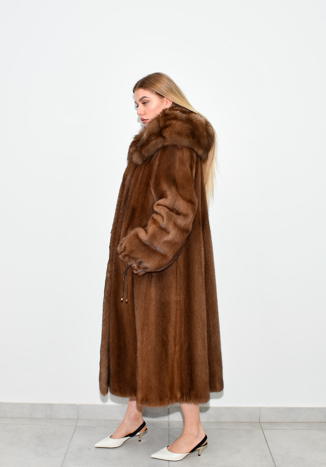 2 Long fur coat Mink 120cm Cafe and duble capisone Sable all size 2800e