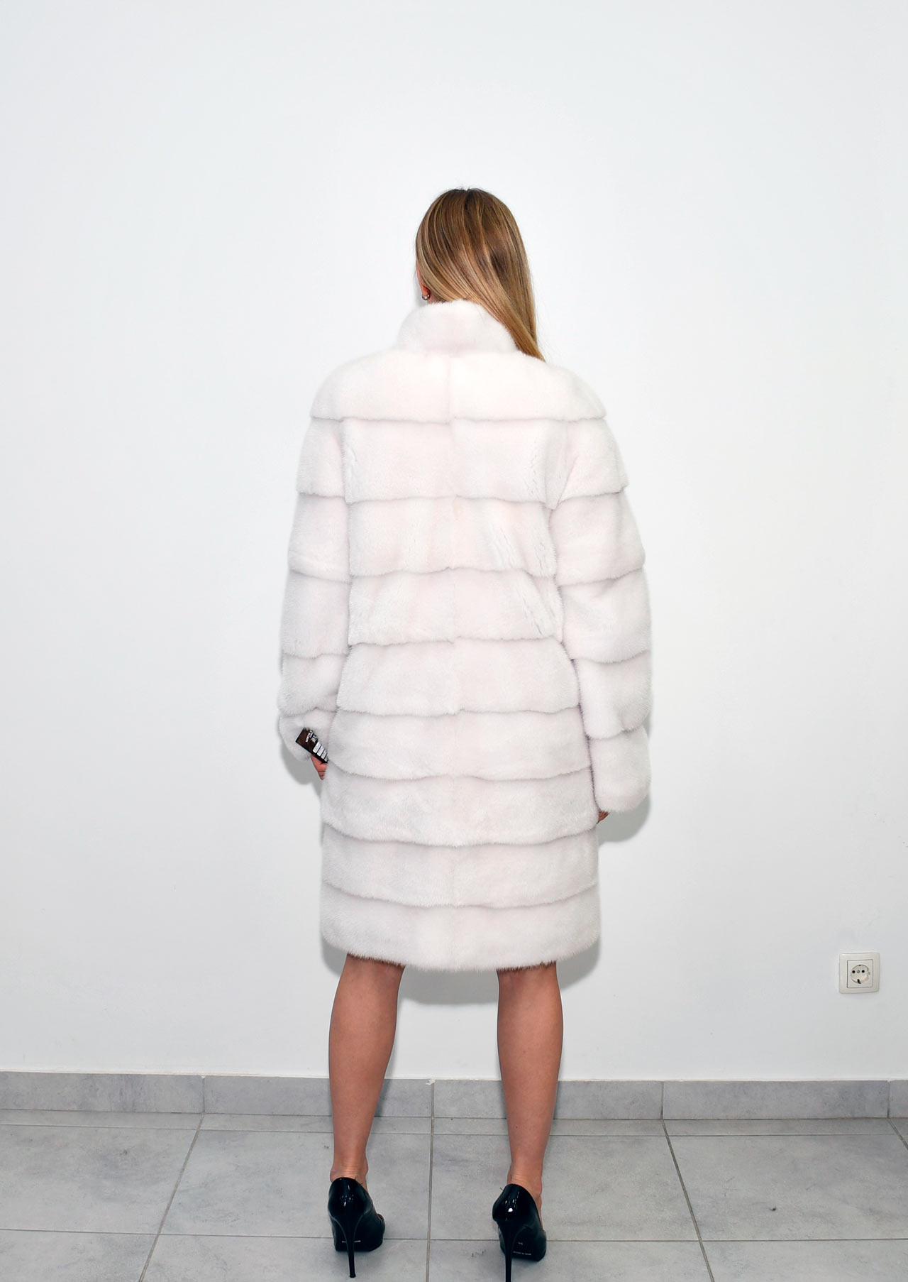 3 Long fur coat Mink 90cm White Snow all size 1400e