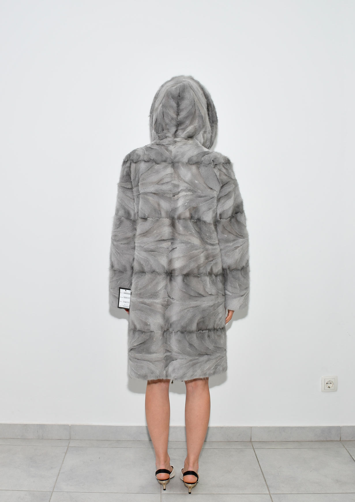 5 Midle fur coat Zafire Grey 90cm Duble Capisone All size 800e