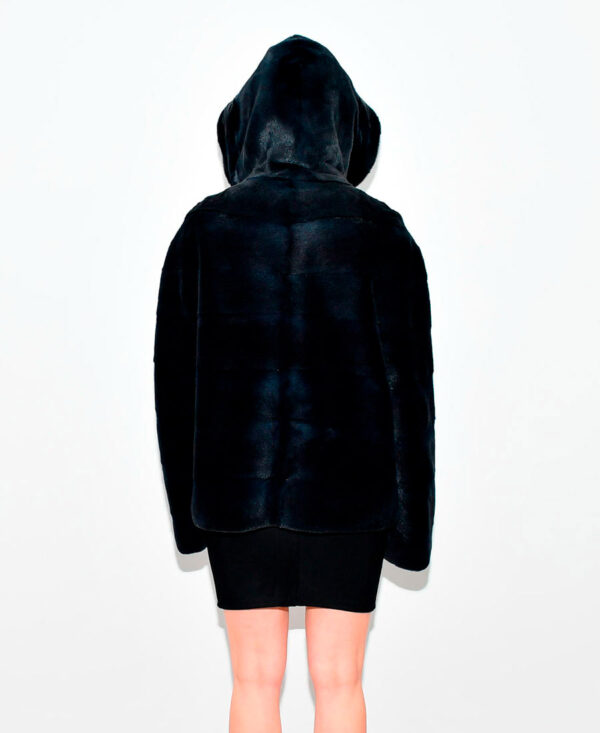Jackett mink BlackNafa duble hood 70 cm Black