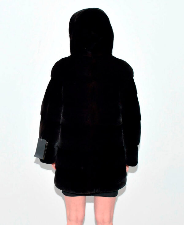 Jackett mink duble hood 65 cm Black