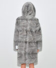 Midle fur coat  Mink duble hood  90cm Zafire Grey