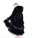 Midle fur coat bieber cuted duble hood 80 cm Black