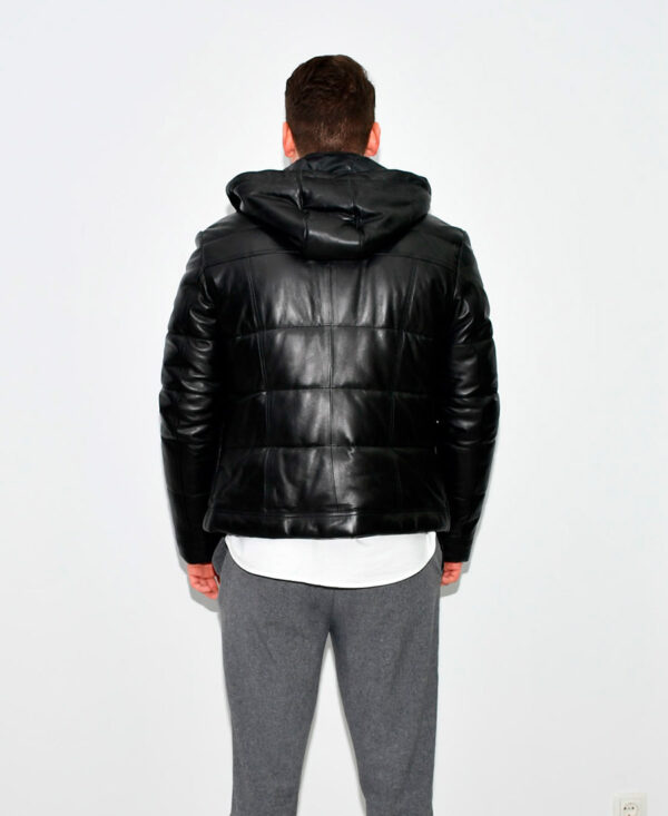 Jackett  leather with hood Black