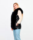 Vest  fox fur & Leather  70 cm Black