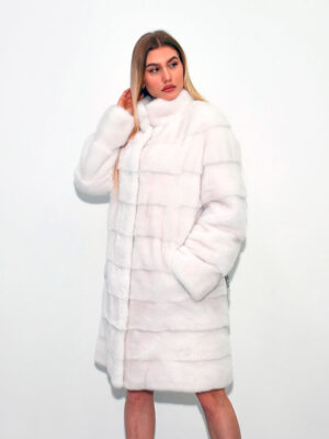 Long fur coat RexChinChilla 90 cm White snow