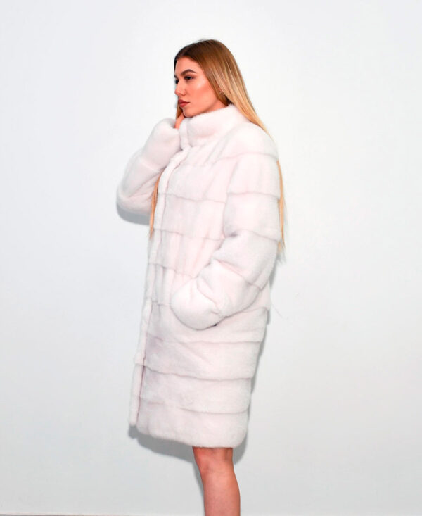 Long fur coat RexChinChilla 90 cm White snow