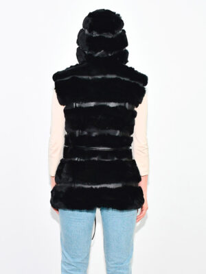 Vest fur RexChinChilla duble hood 65cm Black
