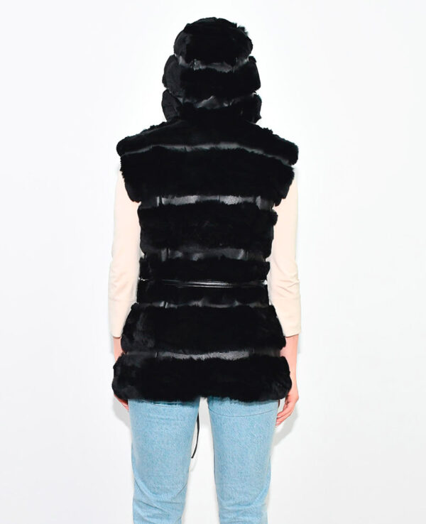 Vest fur RexChinChilla duble hood 65cm Black