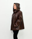 WOMEN'S LEATHER JACKET BROWN SLIM FIT EVELIN H