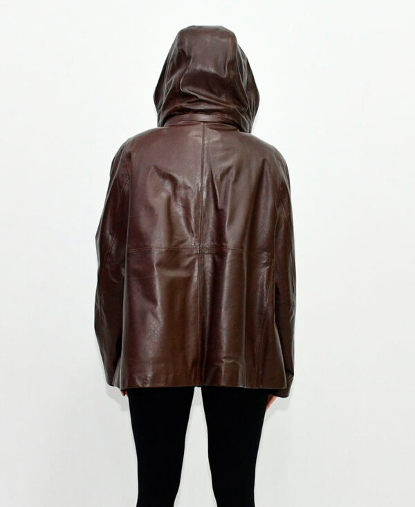 WOMEN’S LEATHER JACKET BROWN SLIM FIT EVELIN H