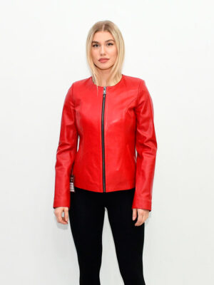 WOMEN’S LEATHER JACKET RED O5