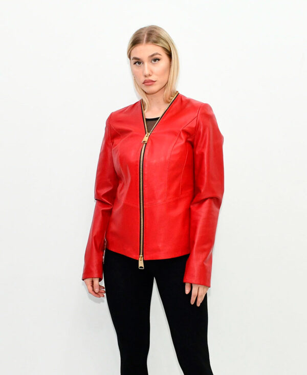 WOMEN’S LEATHER JACKET RED O4