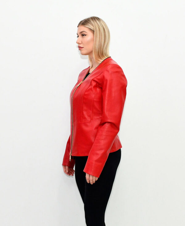 WOMEN’S LEATHER JACKET RED O4