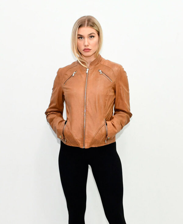 WOMEN’S LEATHER JACKET BROWN 909 ΤΑΜΠΑ