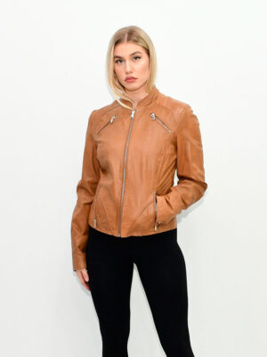WOMEN’S LEATHER JACKET BROWN 909 ΤΑΜΠΑ