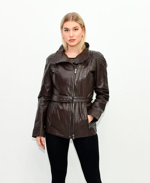 WOMEN’S LEATHER JACKET BROWN 8021