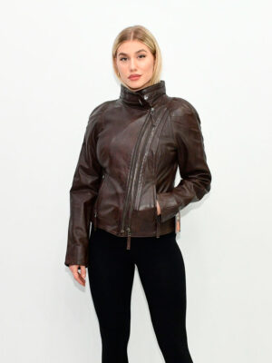 WOMEN’S LEATHER JACKET BROWN 8020