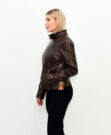 WOMEN'S LEATHER JACKET BROWN 8020