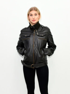 WOMEN’S LEATHER JACKET BROWN O8