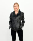 Женская кожаная куртка BLACK SLIM FIT KSK016