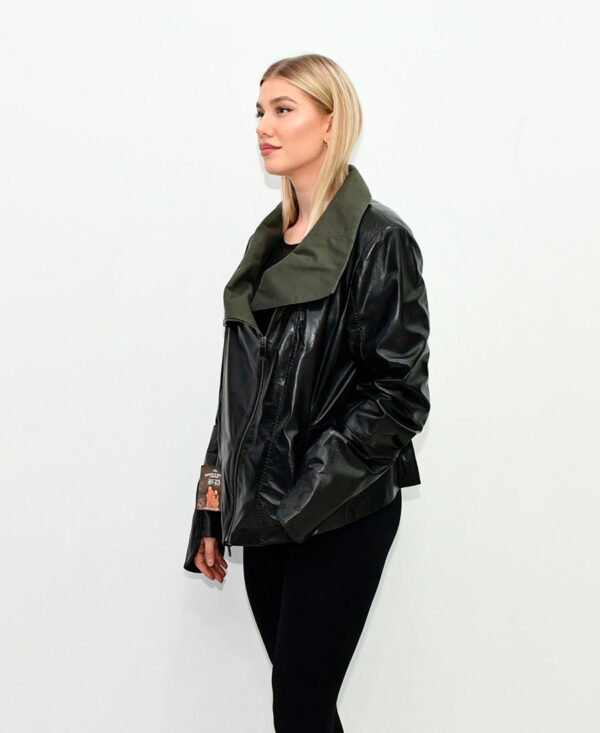 Женская кожаная куртка BLACK — GREEN COLLAR KSK016